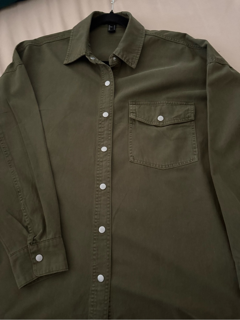 Forever 21 Long Sleeve Olive Green Button-Front Utility Shirt